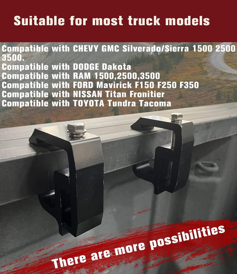 Kikito Mounting Clamps Truck Cap Topper Camper Shell for Silverado Sierra Dakota RamF150 F250 Titan Tacoma Tundra 6PC | Ladder Rack Clamps, Truck Bed Clamps, Canopy Clamp | - Image 2